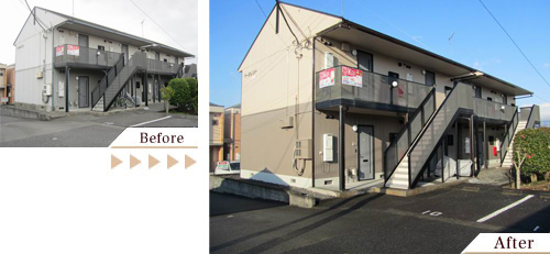 外壁塗装(アパート塗り替えリフォーム)施工事例写真:静岡県富士宮市