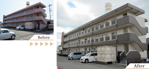 外壁塗装(アパート塗り替えリフォーム)施工事例写真:静岡県富士市
